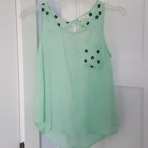 Gauzy embroidered tank